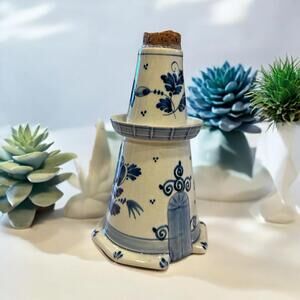 Antique Blue Delft Hoppe Distilleries AMSTERDAM HOLLAND Decanter MILL ONLY